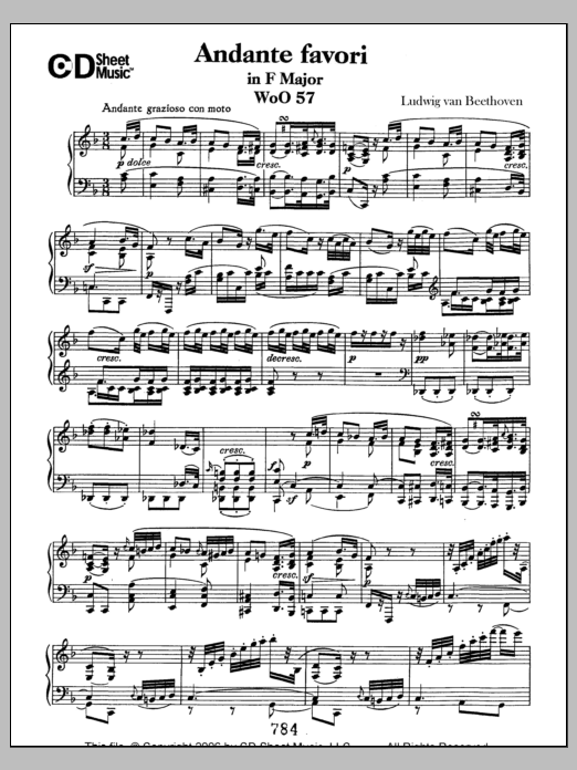 Download Ludwig van Beethoven Andante Favori in F Major, WoO 57 Sheet Music