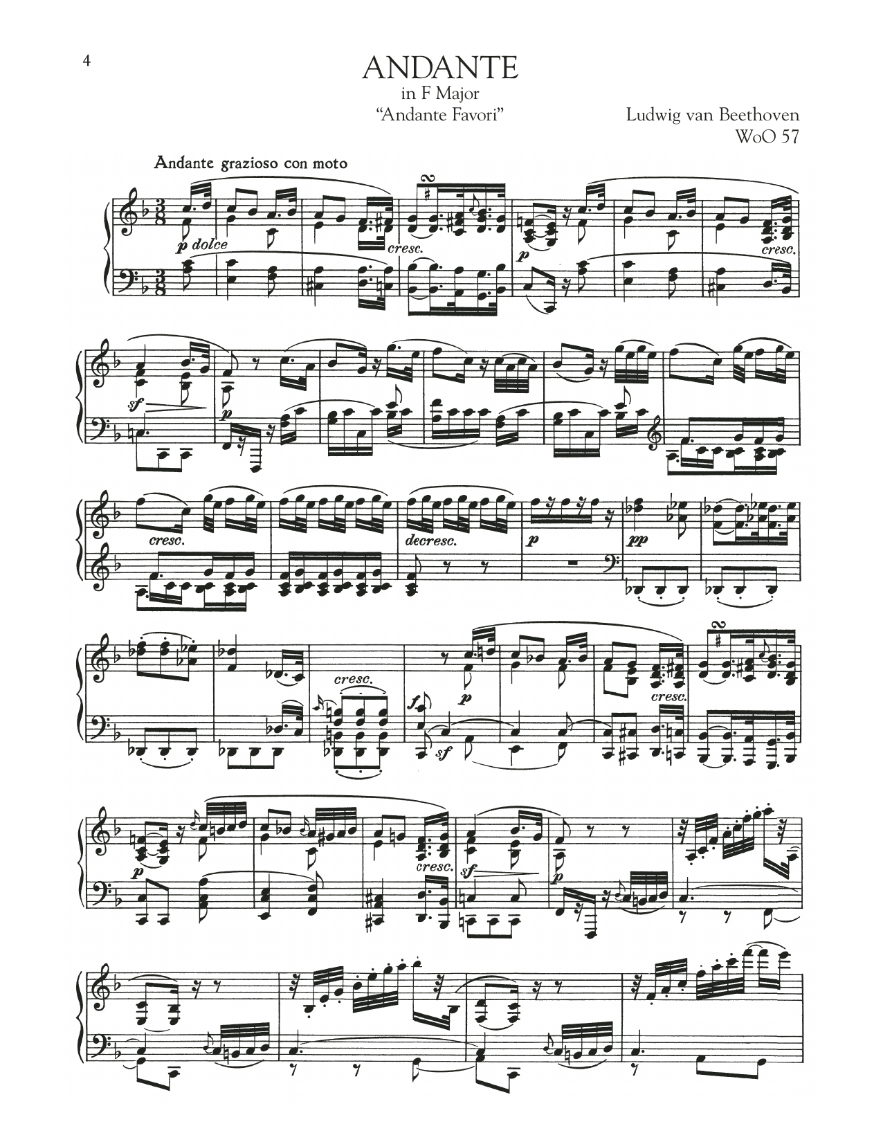 Download Ludwig van Beethoven Andante Favori, WoO 57 Sheet Music