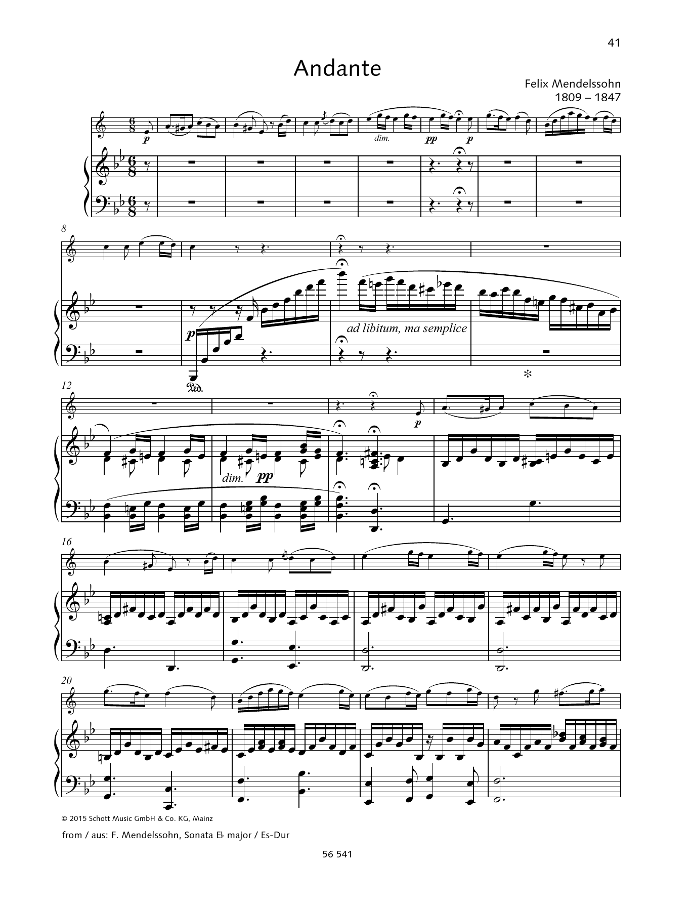 Download Felix Mendelssohn Bartholdy Andante Sheet Music