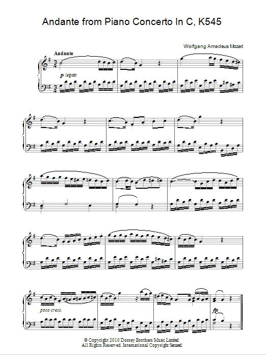 Download Wolfgang Amadeus Mozart Andante (from Piano Sonata In C, K545) Sheet Music