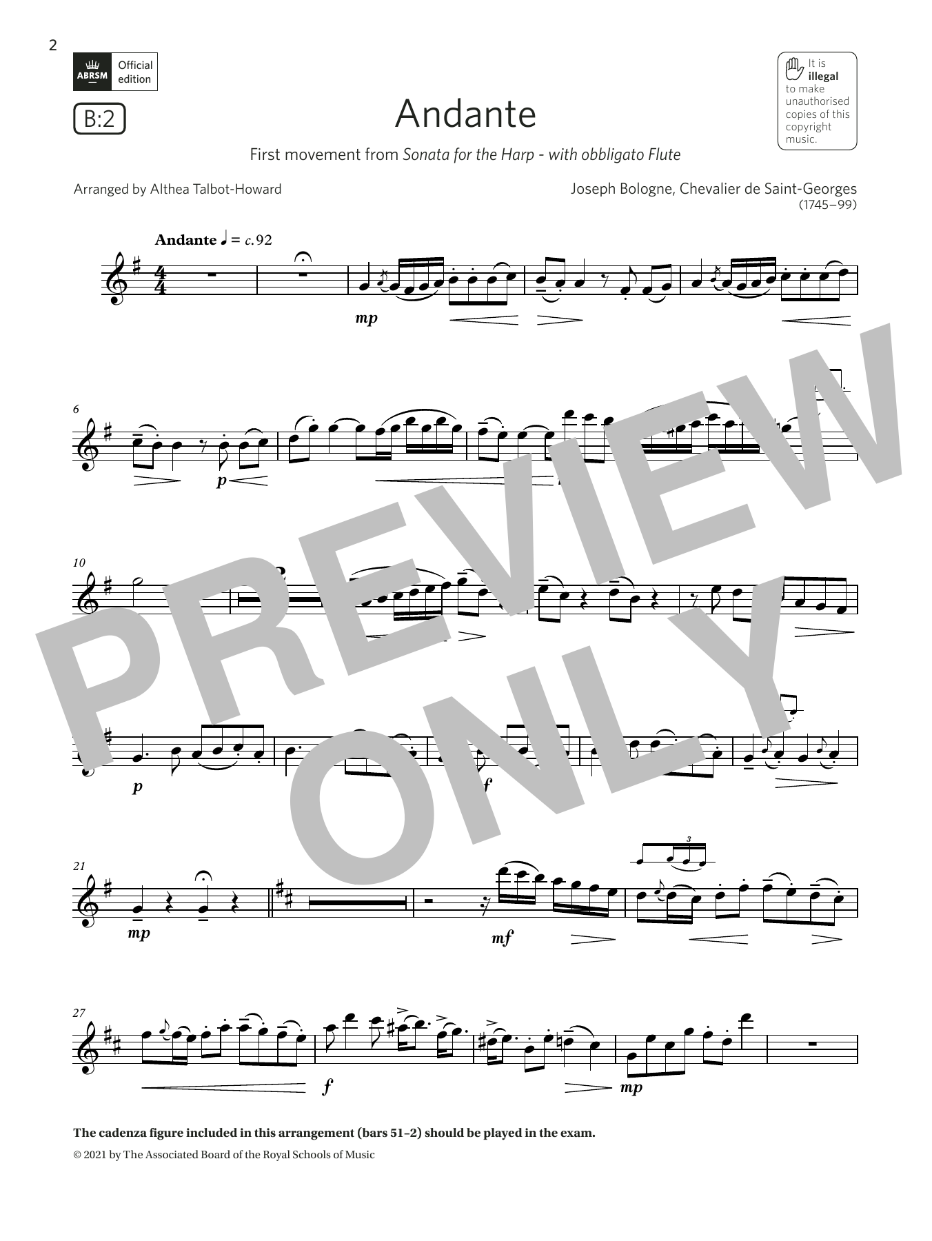 Download Althea Talbot-Howard Andante (from Sonata for the Harp) (Gra Sheet Music