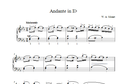 Download Wolfgang Amadeus Mozart Andante in E Flat Sheet Music