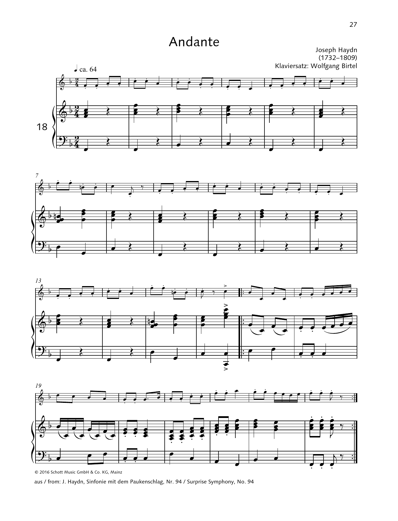 Download Joseph Haydn Andante Sheet Music