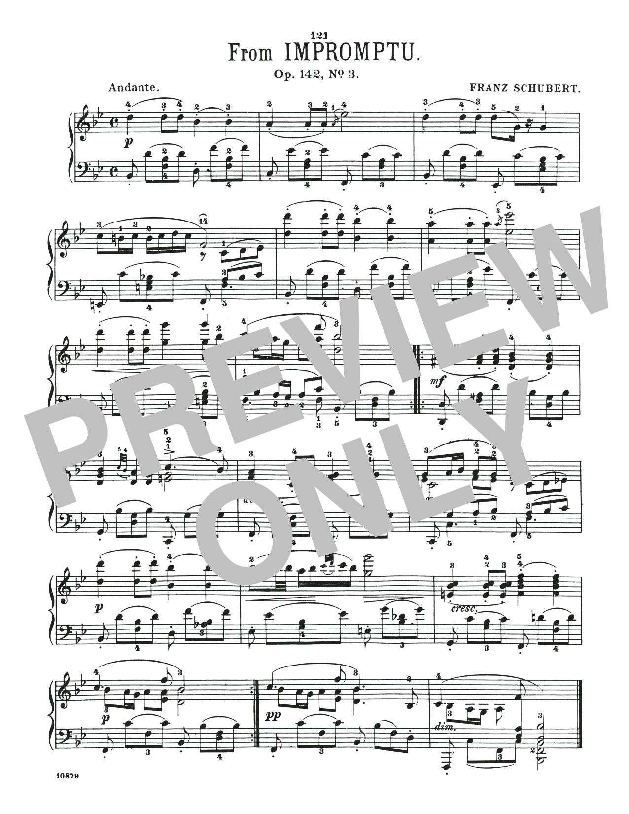 Download Franz Schubert Andante, Op. 142, No. 3 Sheet Music