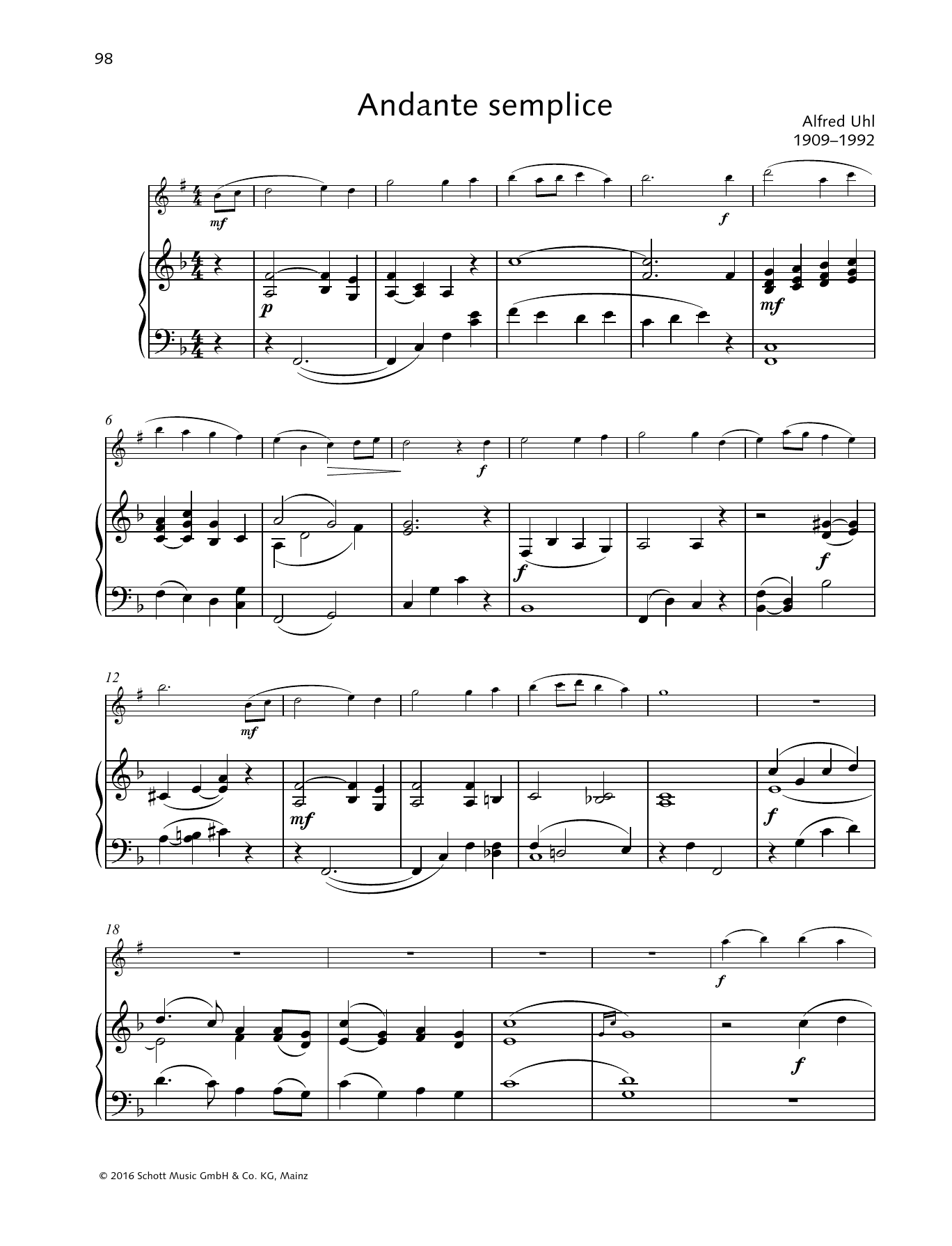 Download Alfred Uhl Andante Semplice Sheet Music