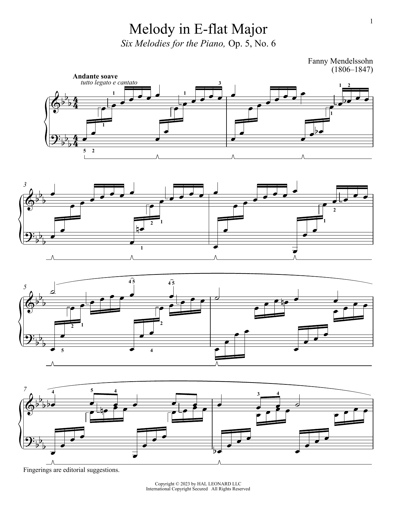Download Fanny Mendelssohn Andante soave Sheet Music