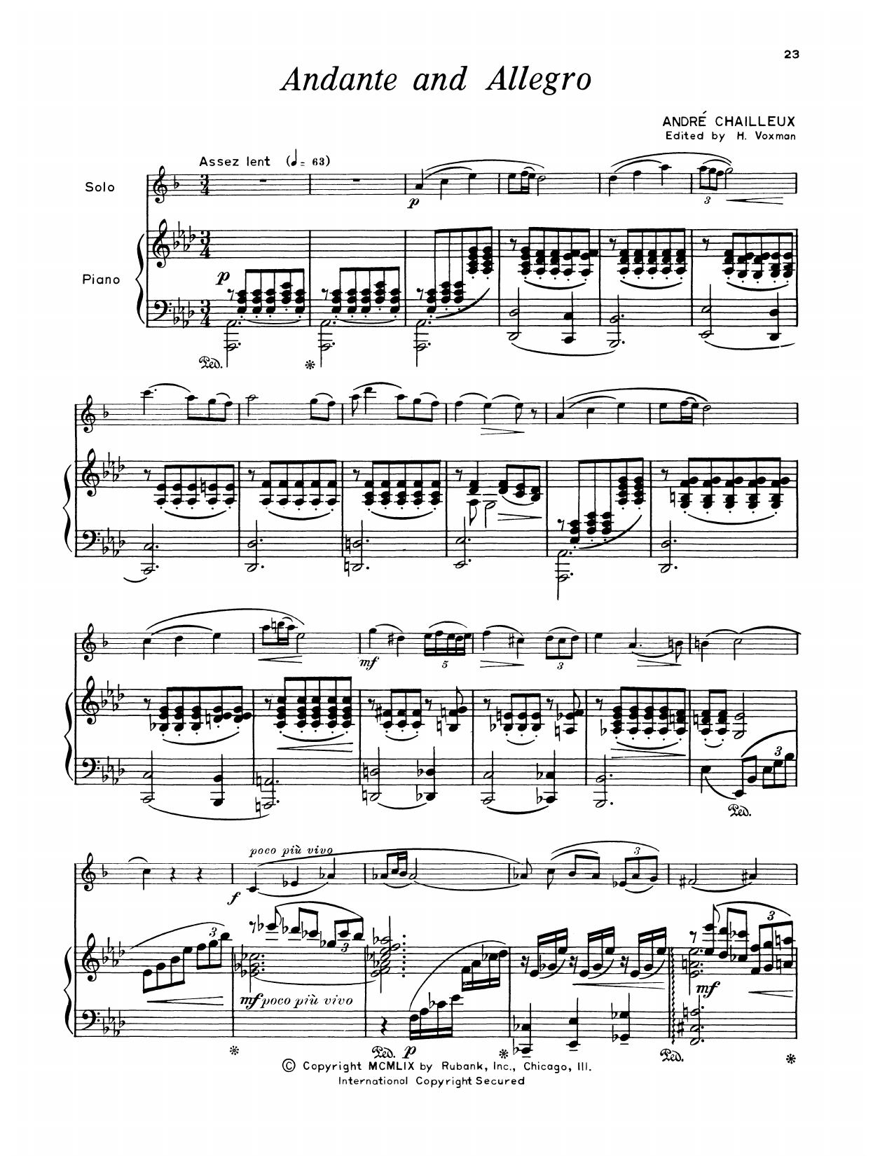 André Chailleux Andante & Allegro sheet music notes printable PDF score