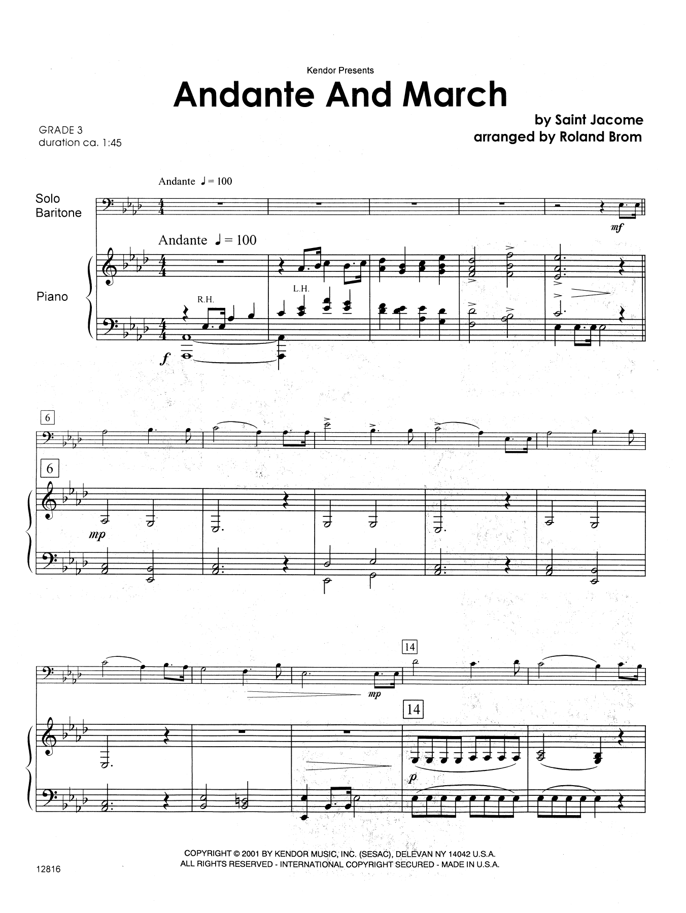 Download Brom Andante And March - Piano Sheet Music