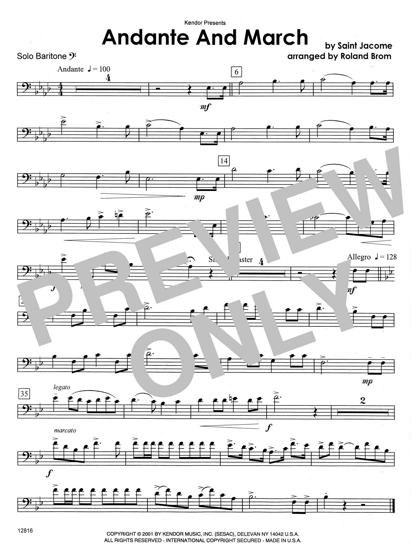 Download Brom Andante And March - Solo Baritone B.C. Sheet Music