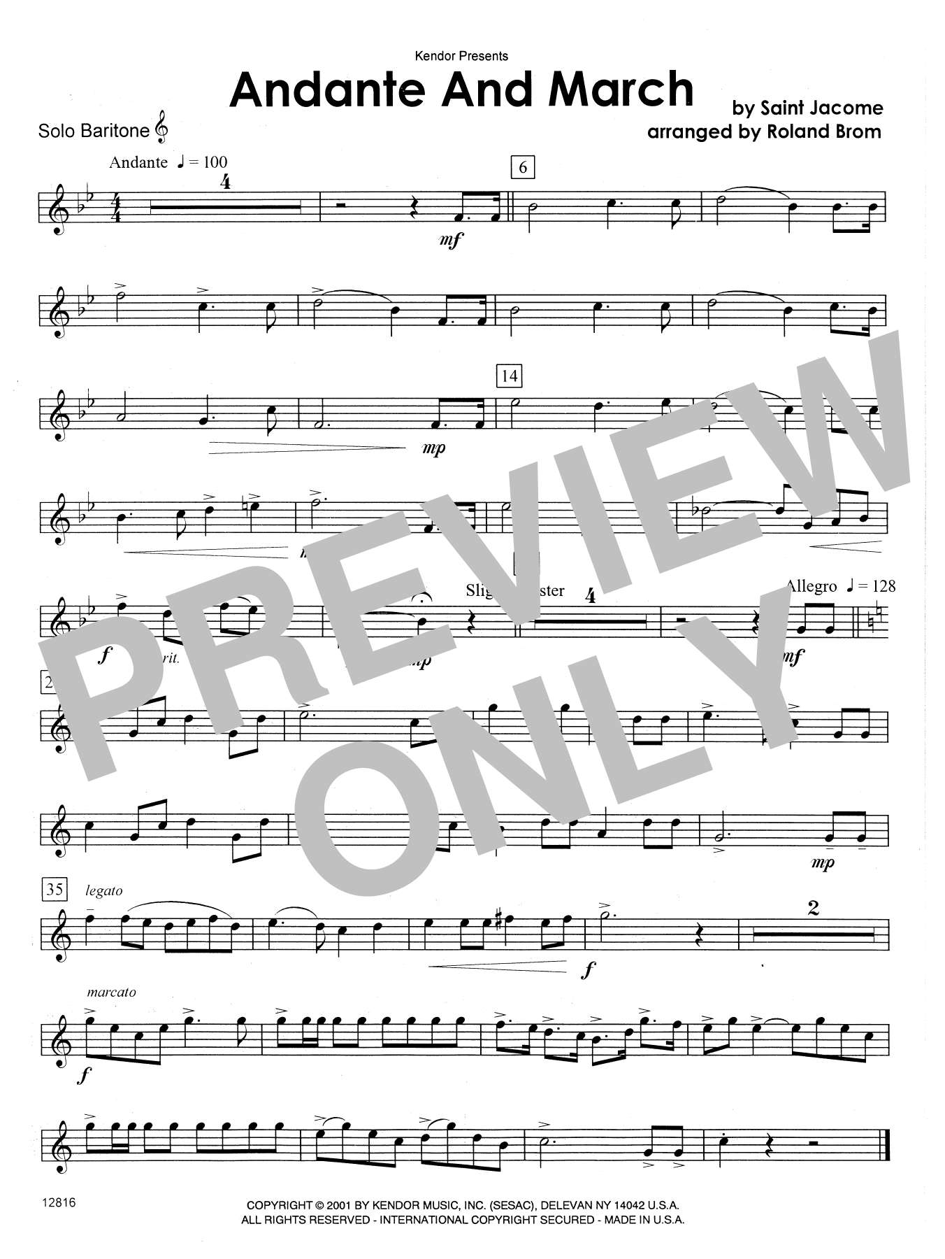 Download Brom Andante And March - Solo Baritone T.C. Sheet Music
