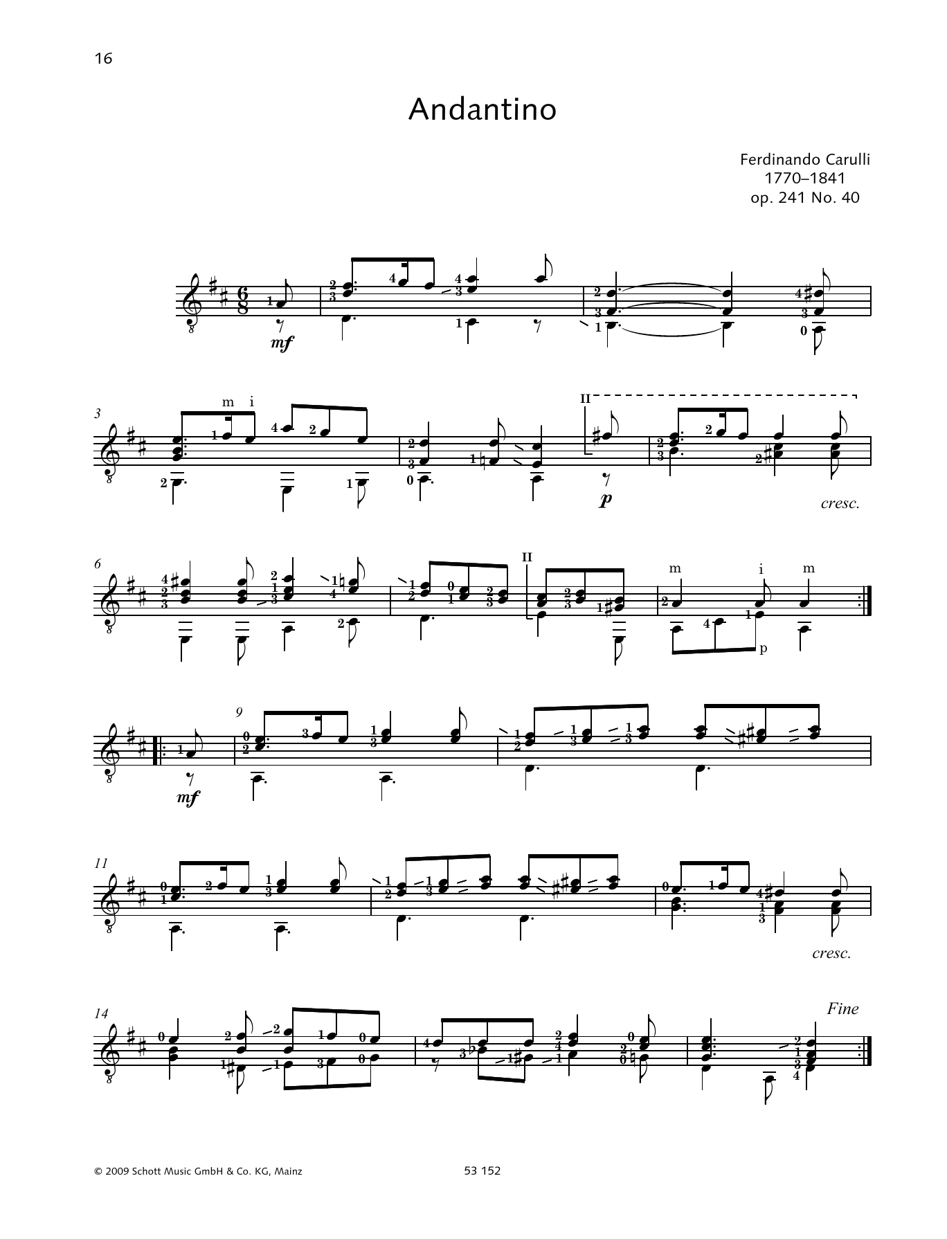 Download Ferdinando Carulli Andantino Sheet Music