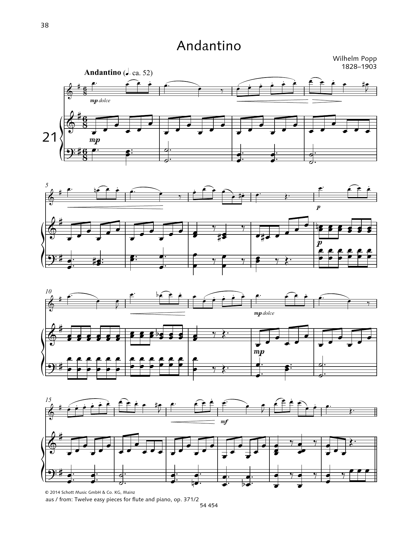 Download Wilhelm Popp Andantino Sheet Music