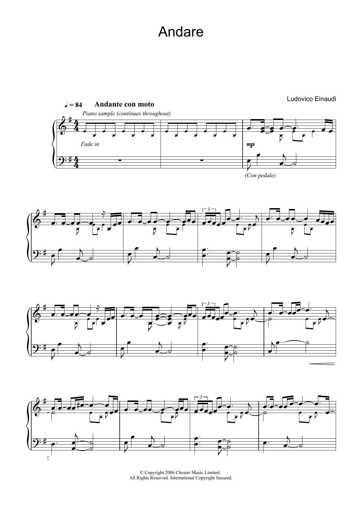 Download Ludovico Einaudi Andare Sheet Music