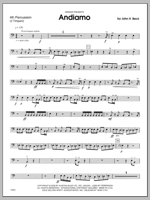 Download Beck Andiamo - Percussion 4 Sheet Music