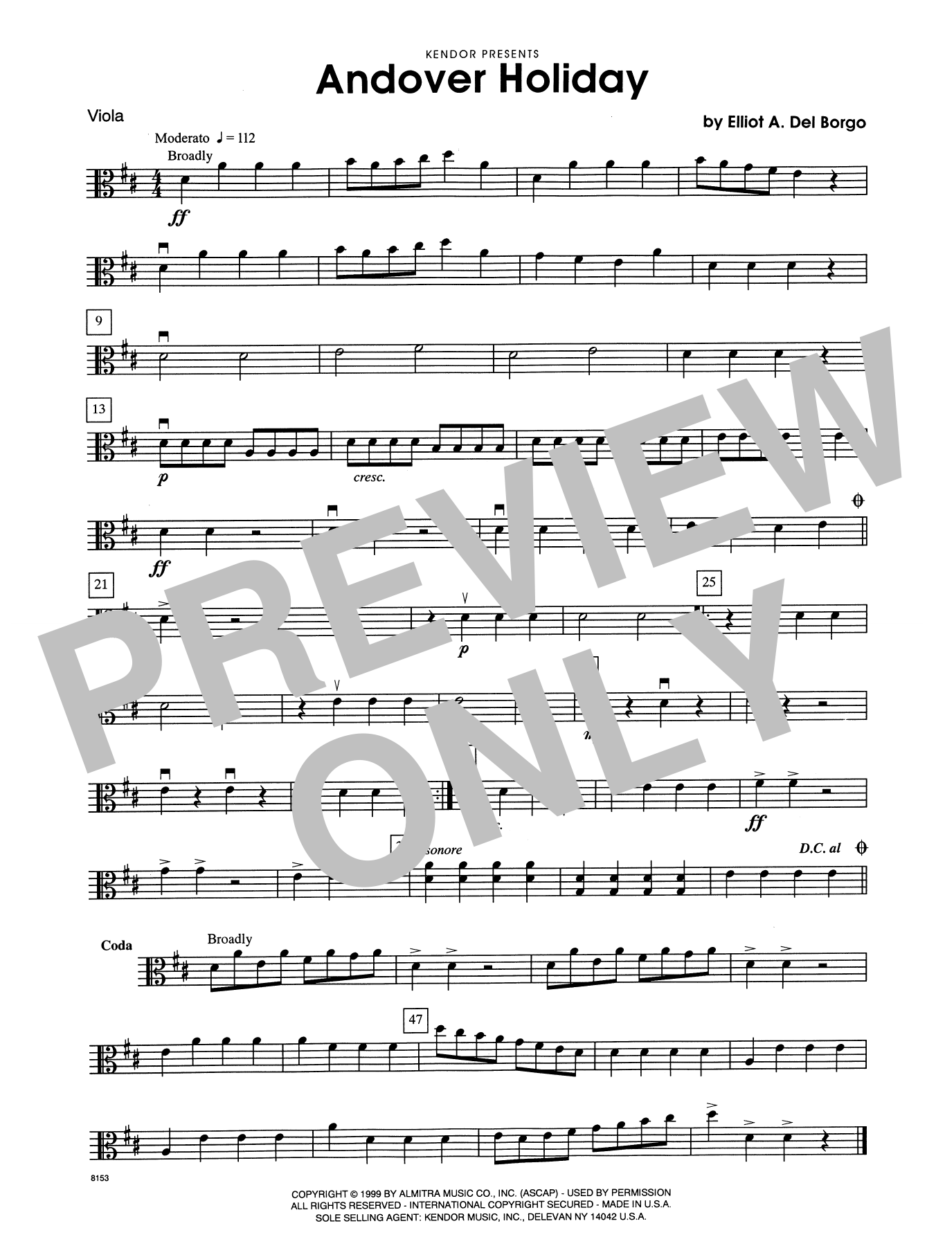 Download Elliot A. Del Borgo Andover Holiday - Viola Sheet Music