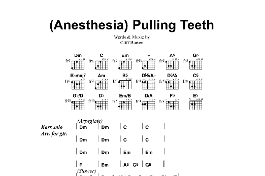 Download Metallica (Anesthesia) Pulling Teeth Sheet Music