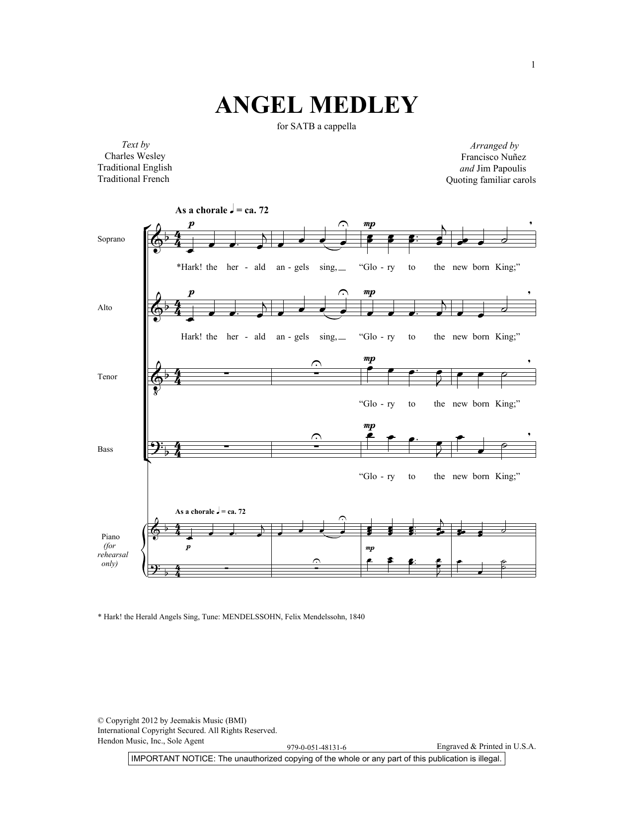 Download Francisco J. Nuñez Angel Medley (from Coolside of Yuletide Sheet Music