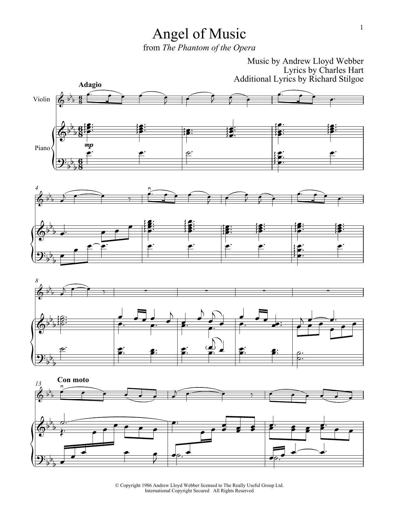 Download Andrew Lloyd Webber Angel Of Music (from The Phantom of The Sheet Music