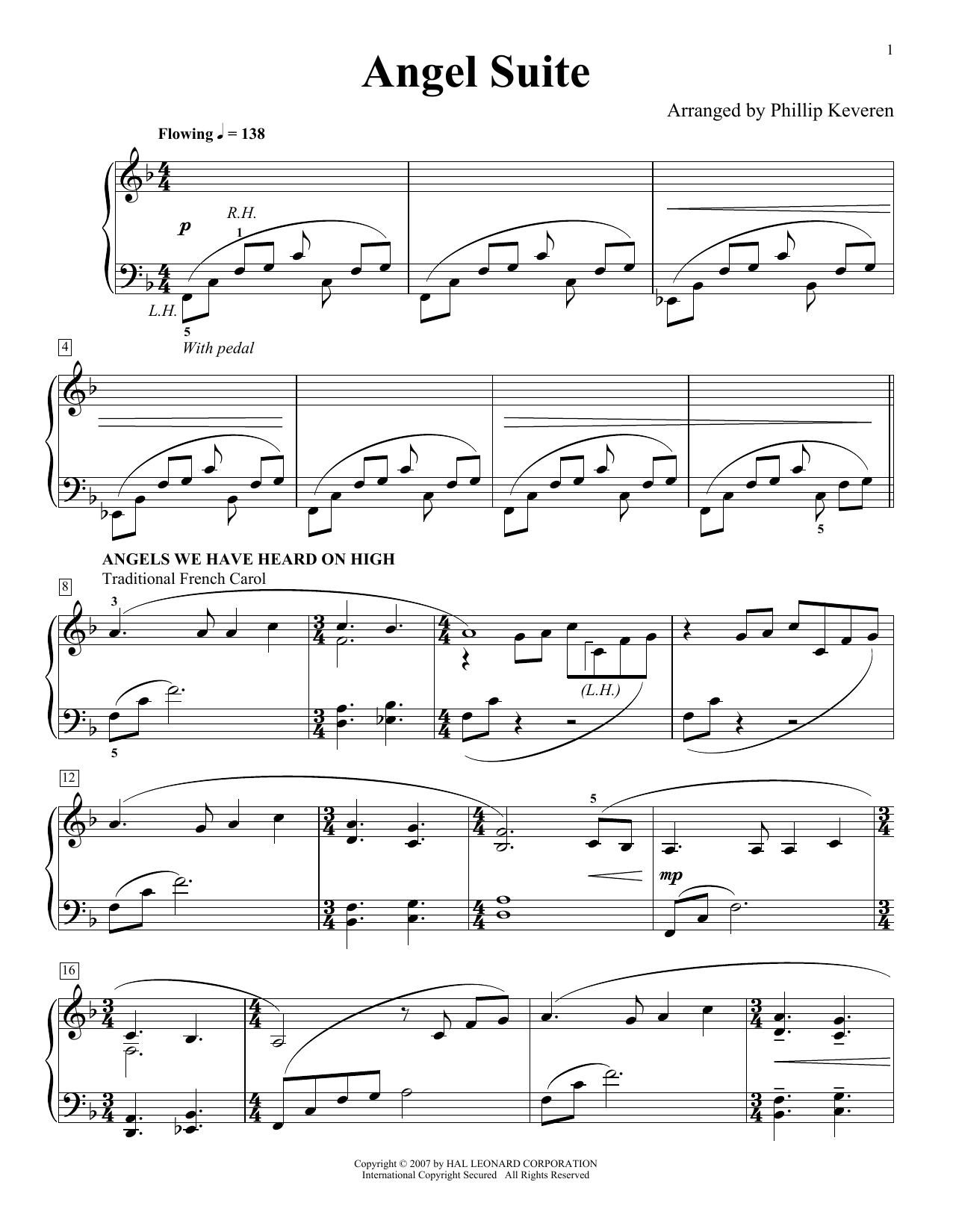 Traditional French Carol Angel Suite (arr. Phillip Keveren) sheet music notes printable PDF score