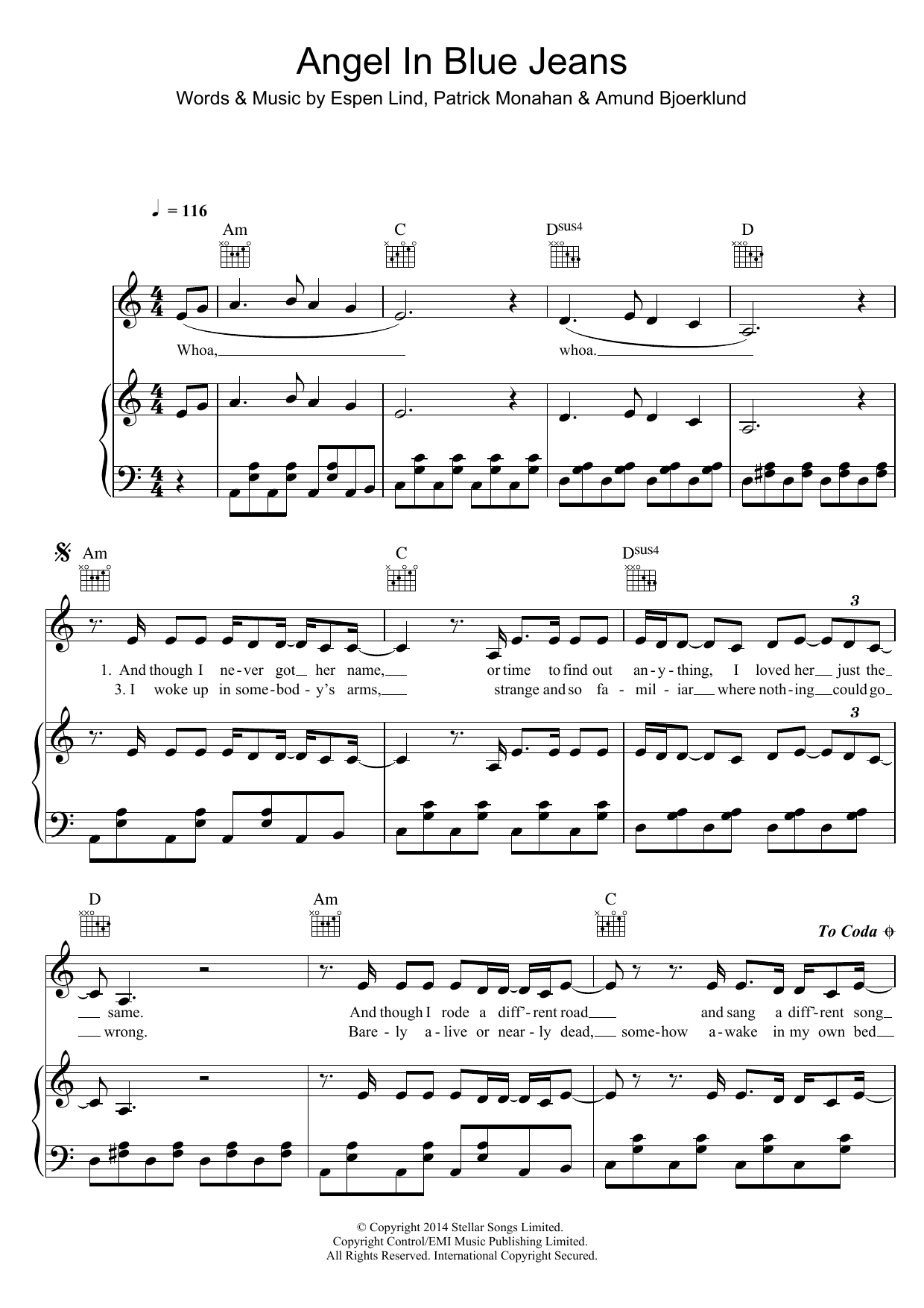 Train Angel In Blue Jeans sheet music notes printable PDF score