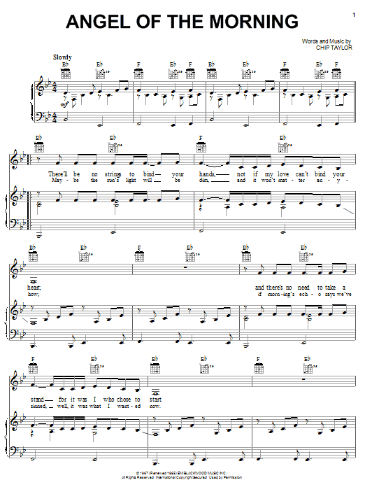 Juice Newton Angel Of The Morning sheet music notes printable PDF score