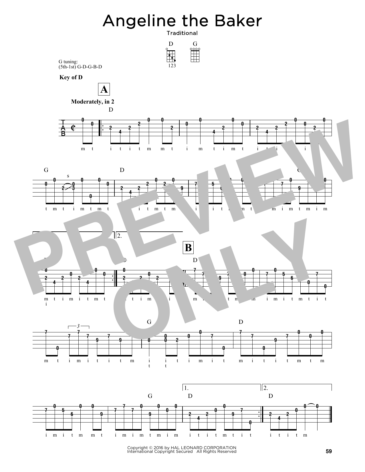 Download Traditional Angeline The Baker Sheet Music