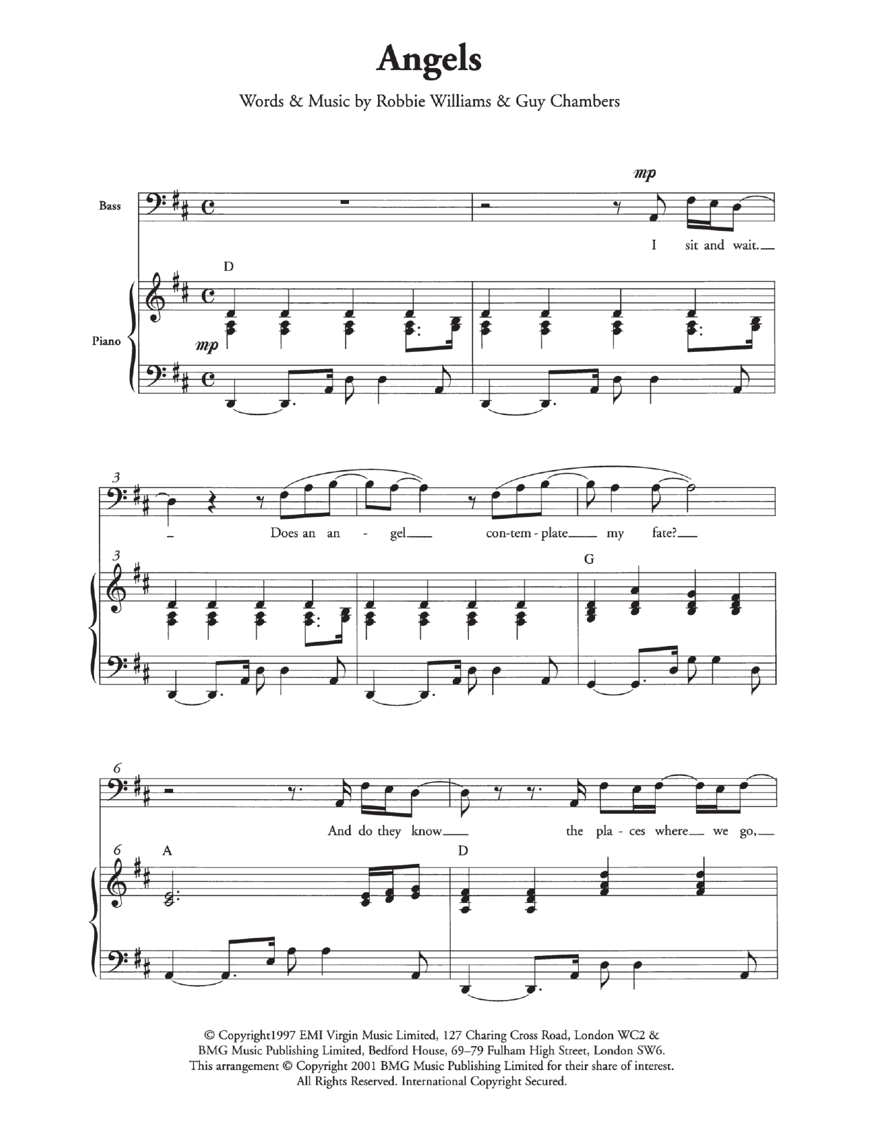 Download Robbie Williams Angels (arr. Berty Rice) Sheet Music