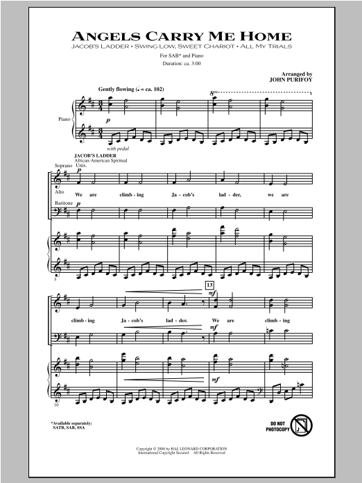 Download John Purifoy Angels Carry Me Home (Medley) Sheet Music
