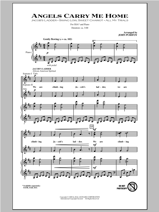 Download John Purifoy Angels Carry Me Home (Medley) Sheet Music