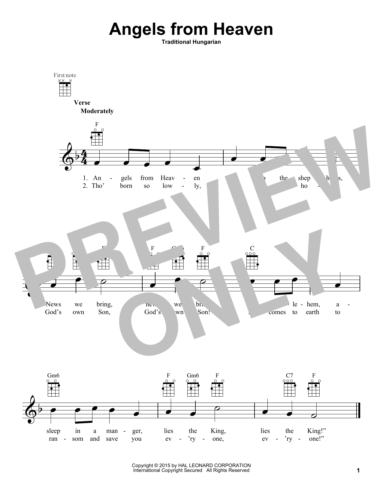Download Traditional Hungarian Angels From Heaven Sheet Music