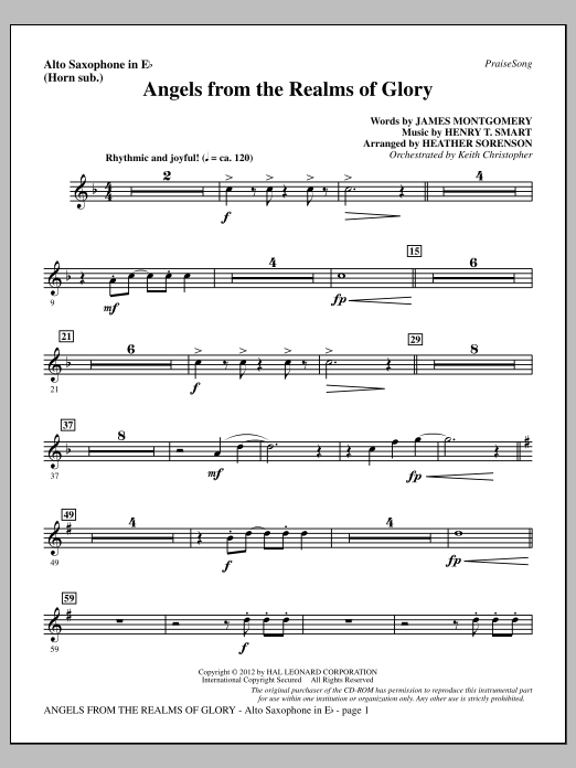 Download Heather Sorenson Angels From The Realms Of Glory - Alto Sheet Music
