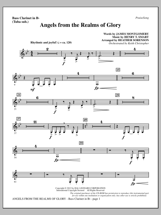 Download Heather Sorenson Angels From The Realms Of Glory - Bass Sheet Music