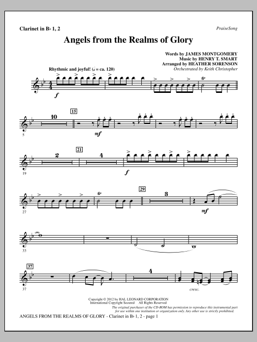 Download Heather Sorenson Angels From The Realms Of Glory - Bb Cl Sheet Music