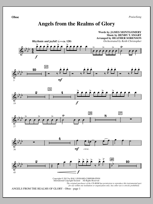 Download Heather Sorenson Angels From The Realms Of Glory - Oboe Sheet Music