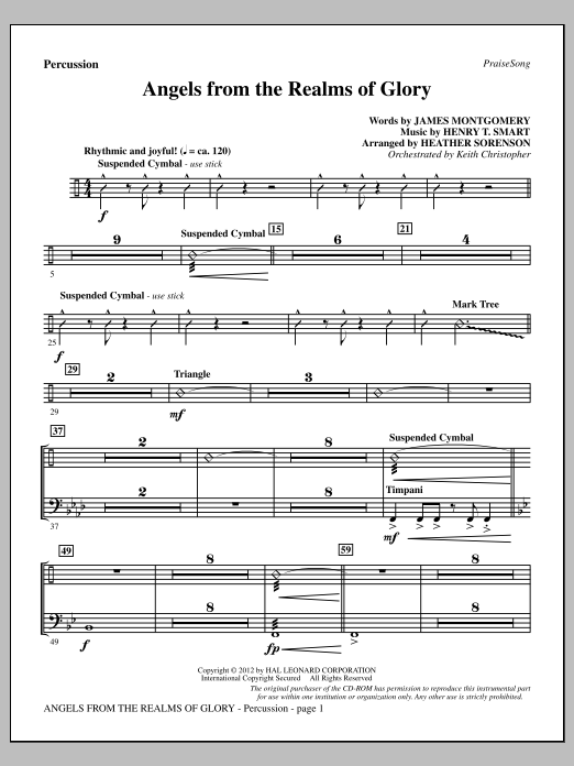 Download Heather Sorenson Angels From The Realms Of Glory - Percu Sheet Music