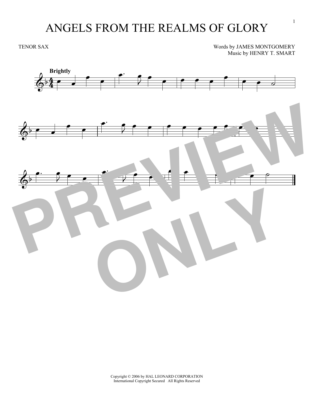 Download Henry T. Smart Angels From The Realms Of Glory Sheet Music