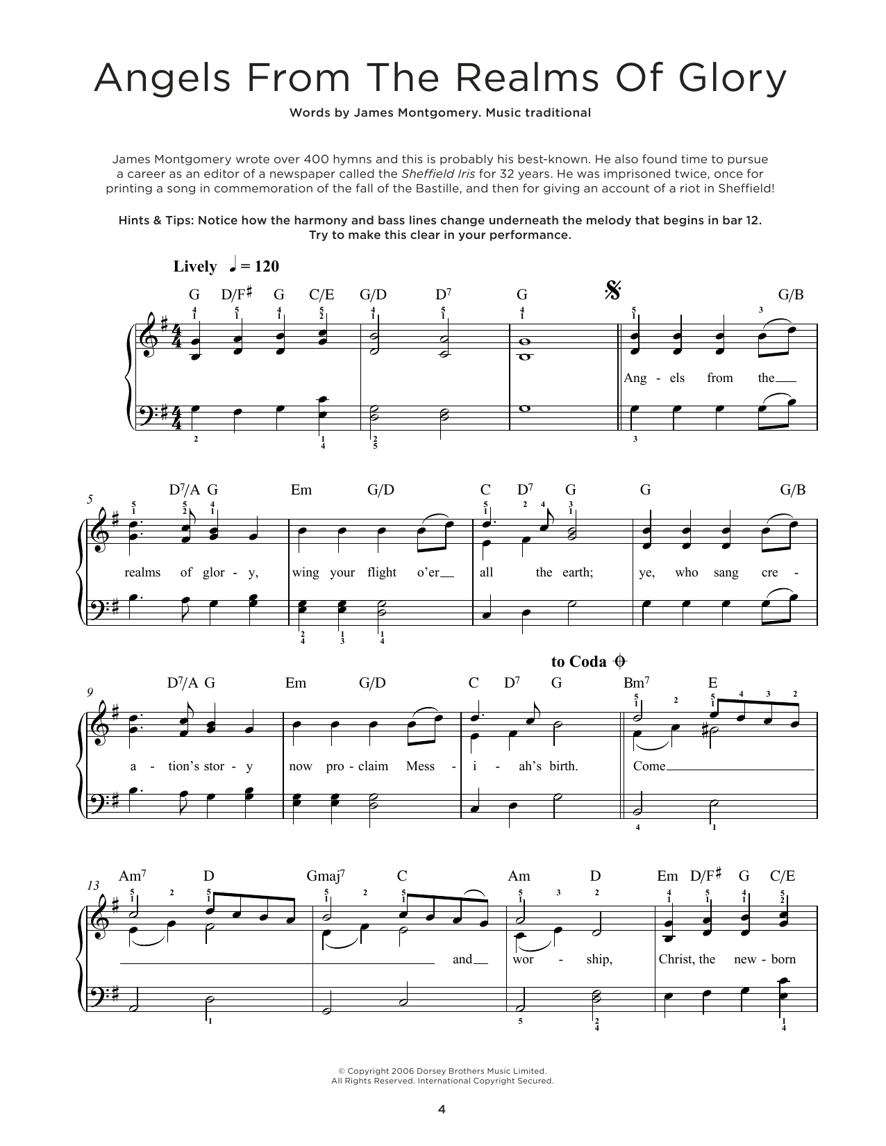 Download James Montgomery Angels From The Realms Of Glory Sheet Music