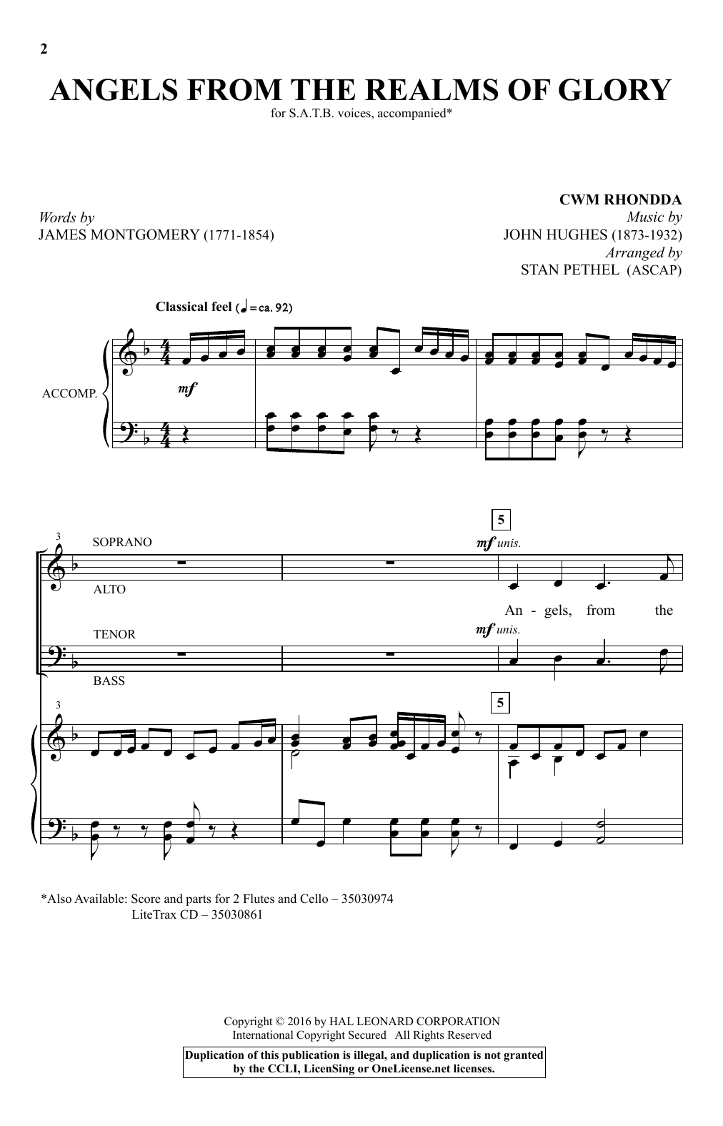 Download Stan Pethel Angels From The Realms Of Glory Sheet Music