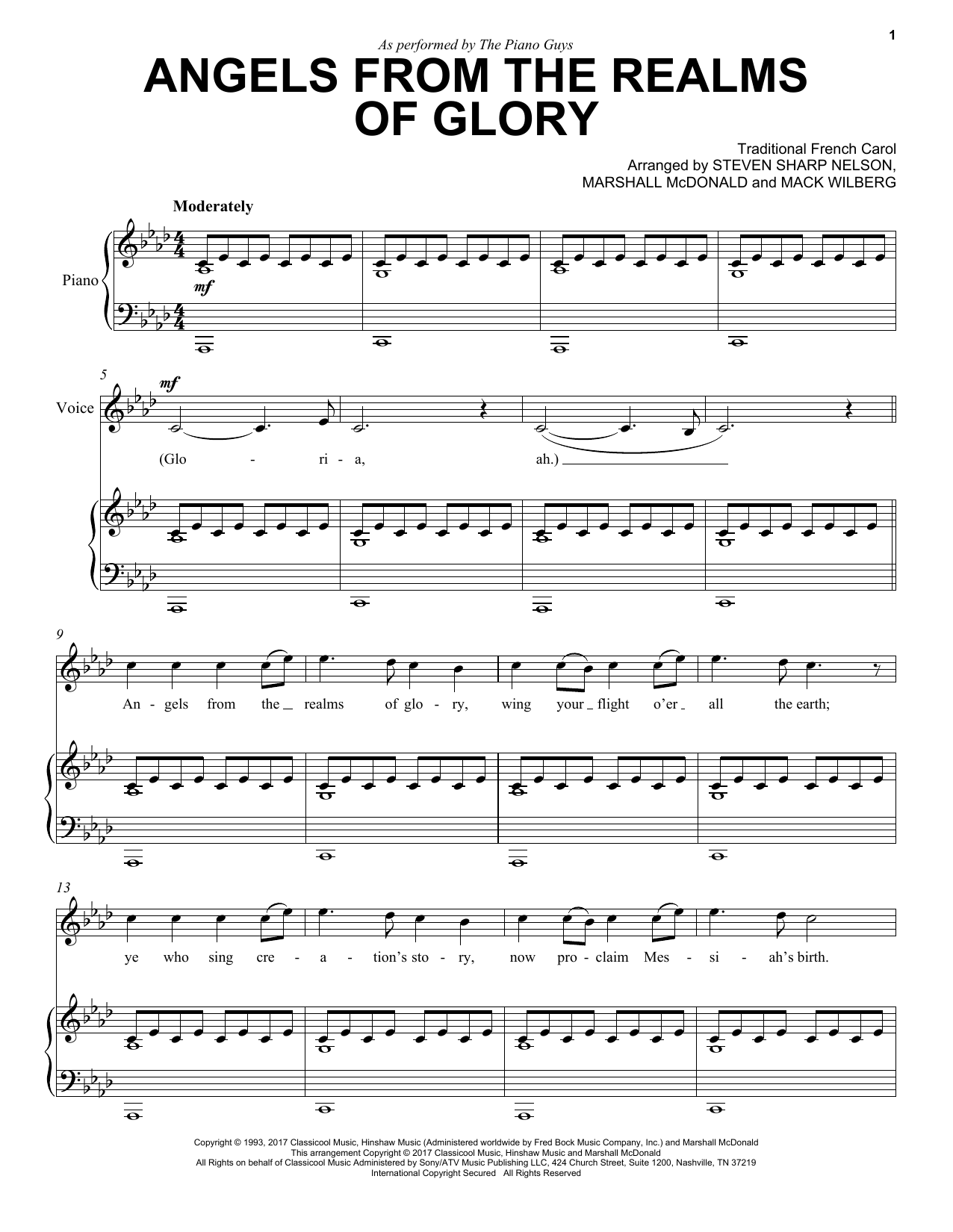 Download The Piano Guys Angels From The Realms Of Glory Sheet Music