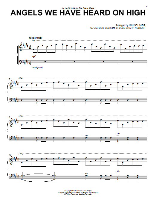 Download The Piano Guys Angels We Have Heard On High Sheet Music