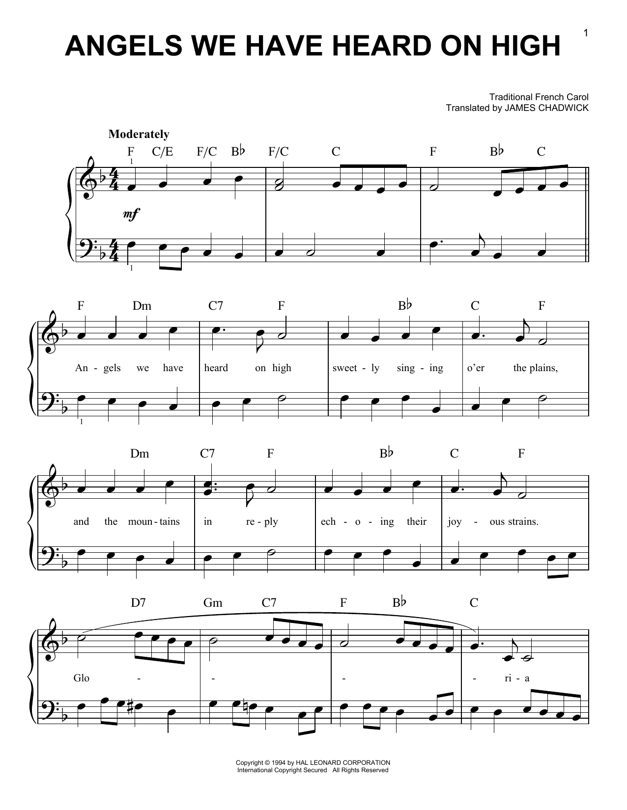Download Traditional Carol Angels We Have Heard On High Sheet Music