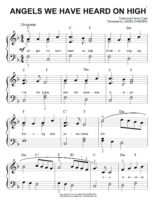 Download Traditional Carol Angels We Have Heard On High Sheet Music
