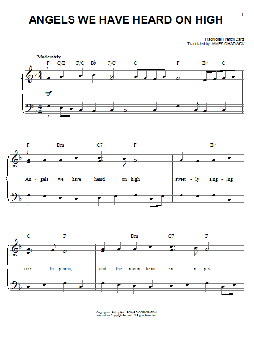 Download Christmas Carol Angels We Have Heard On High Sheet Music