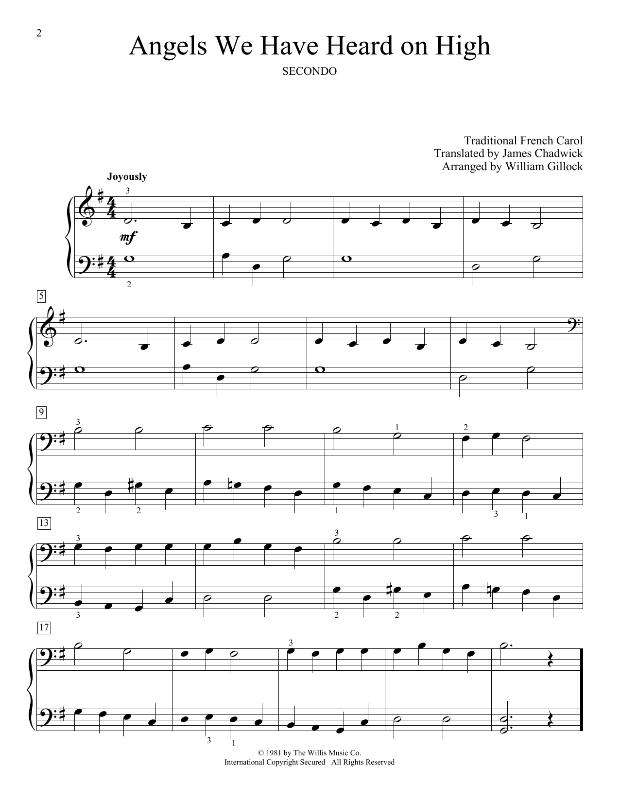 Download William Gillock Angels We Have Heard On High Sheet Music