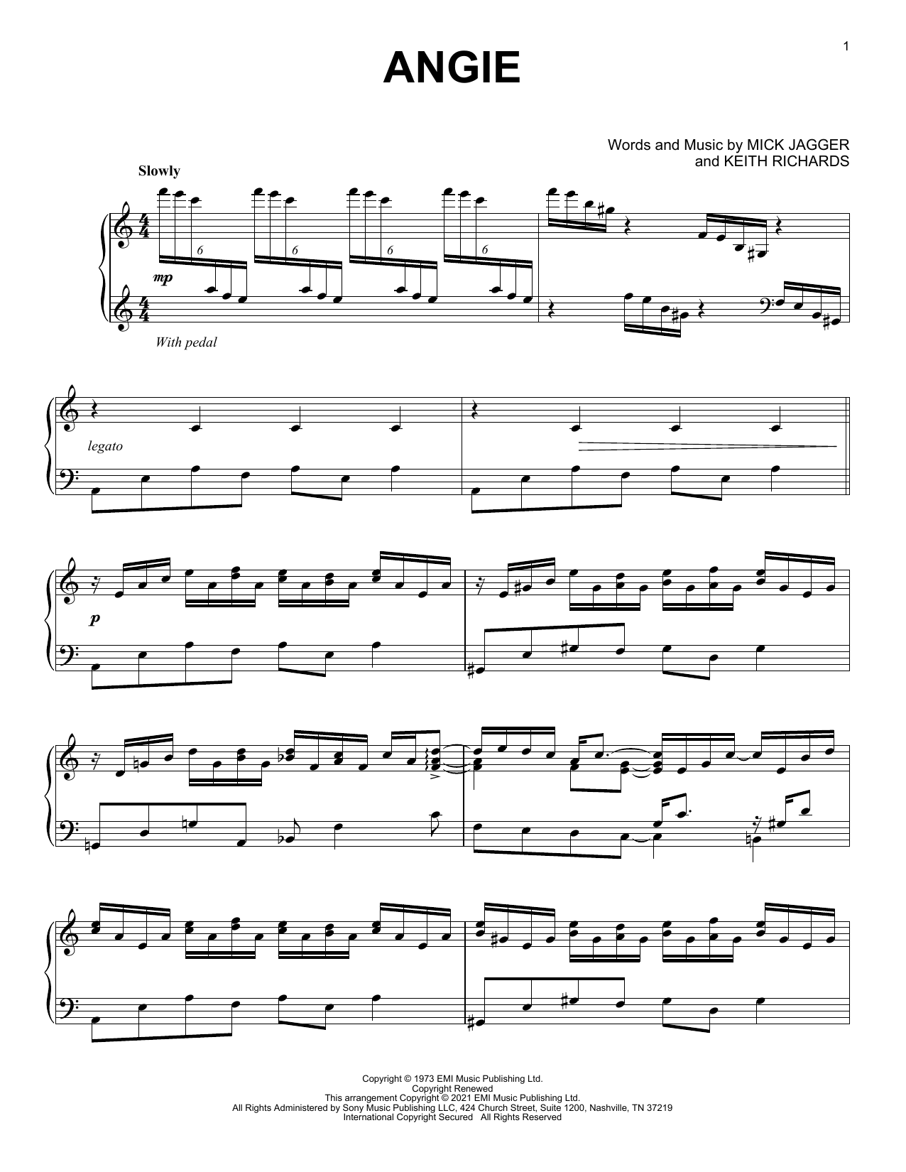 Download The Rolling Stones Angie [Classical version] (arr. David P Sheet Music