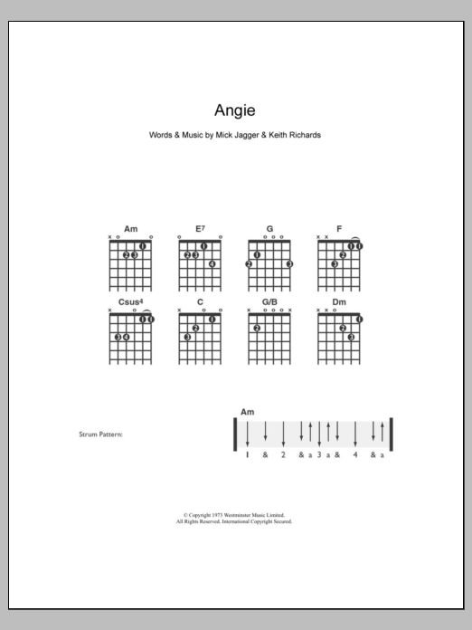 Download The Rolling Stones Angie Sheet Music