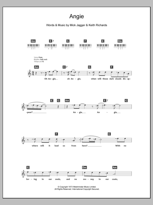 Download The Rolling Stones Angie Sheet Music