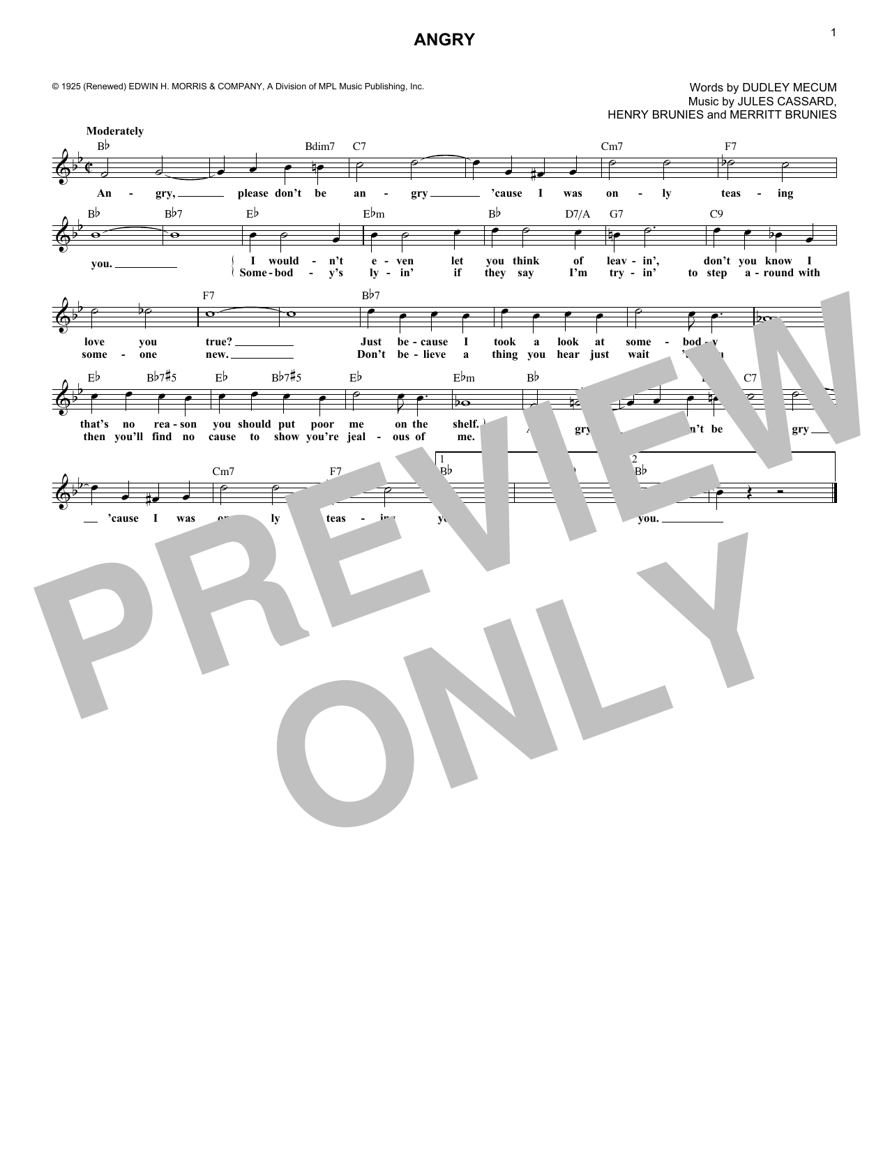 Download Dudley Mecum Angry Sheet Music