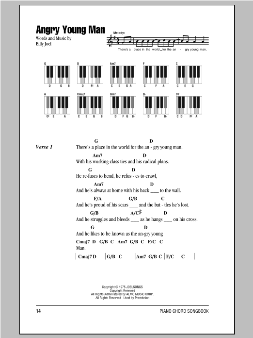 Download Billy Joel Angry Young Man Sheet Music