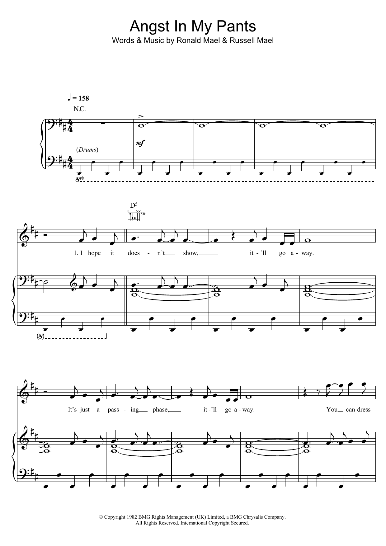 Download Sparks Angst In My Pants Sheet Music